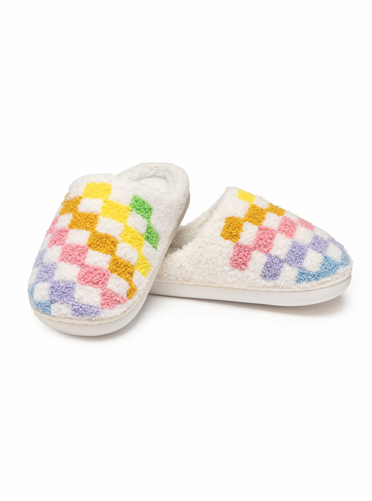Rainbow Checker Kids Slippers Living Royal