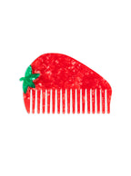 Hair comb featuring a strawberry design, displayed on a white background.