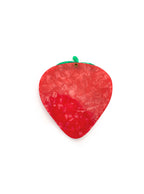 Compact mirror featuring a strawberry design, perfect for on-the-go use, displayed on a white background.