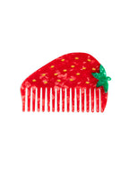 Hair comb featuring a strawberry design, displayed on a white background.