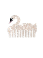 Hair comb featuring a swan design, displayed on a white background.
