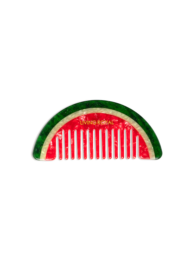 Hair comb featuring a watermelon design, displayed on a white background.