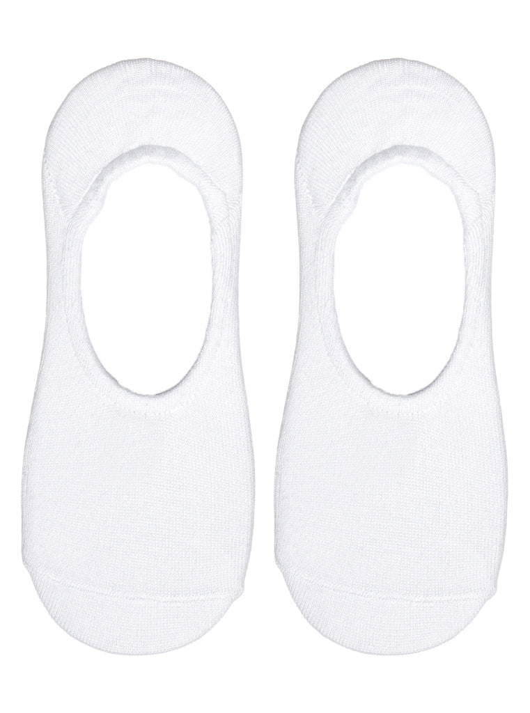 White color no-show ankle socks on a white background.