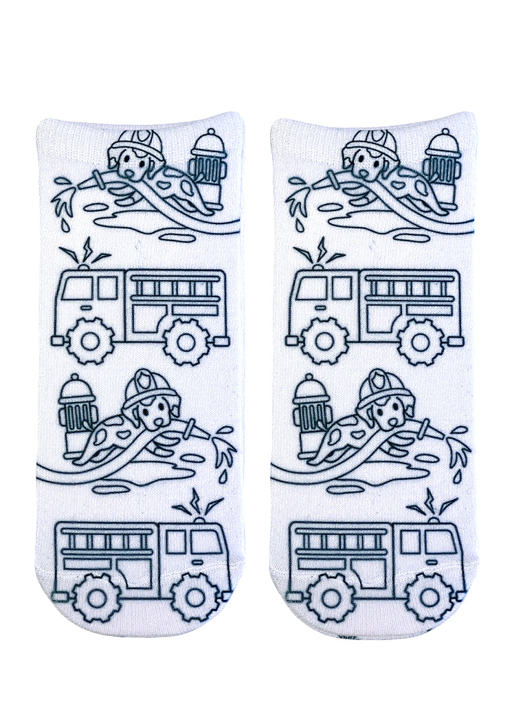 Fire Truck Coloring Sock