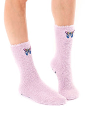 Fuzzy Butterfly Crew Socks