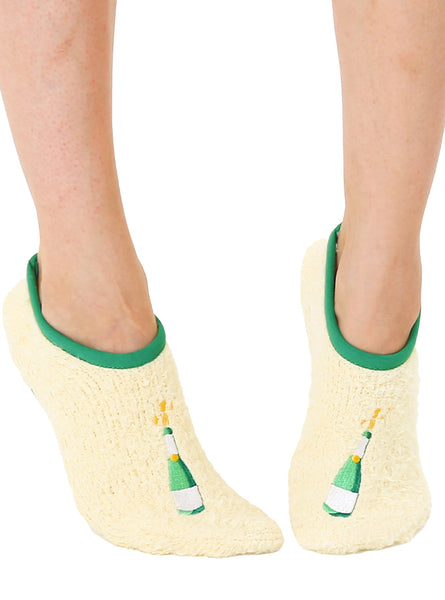 Fuzzy Champagne Slipper Socks