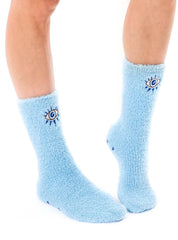 Fuzzy Evil Eye Crew Socks