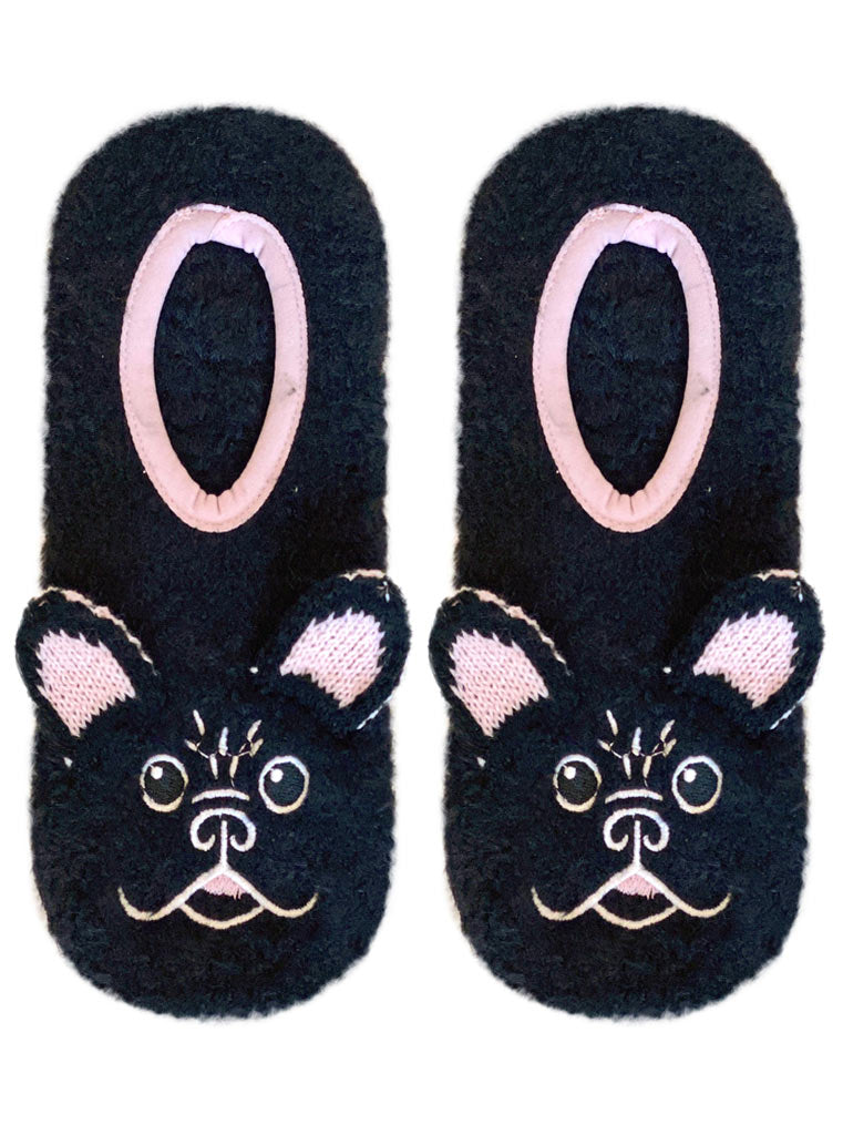 Fuzzy Frenchie Slipper Socks