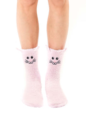 Fuzzy Pink Bunny Crew Socks