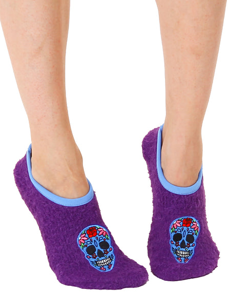 Fuzzy Skull Slipper Socks