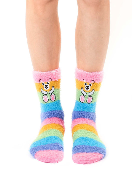 Fuzzy Teddy Crew Socks