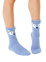 Fuzzy Wolf Crew Socks