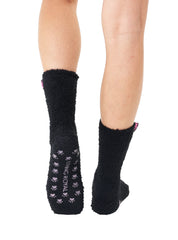 Fuzzy Black Cat Crew Socks