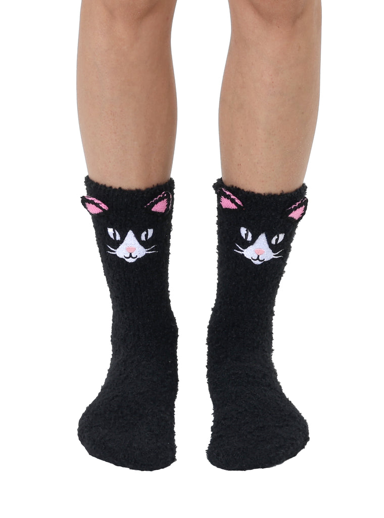Fuzzy Black Cat Crew Socks – Living Royal