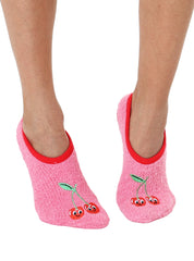 Fuzzy Cherry Slipper Socks