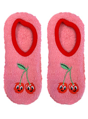 Fuzzy Cherry Slipper Socks