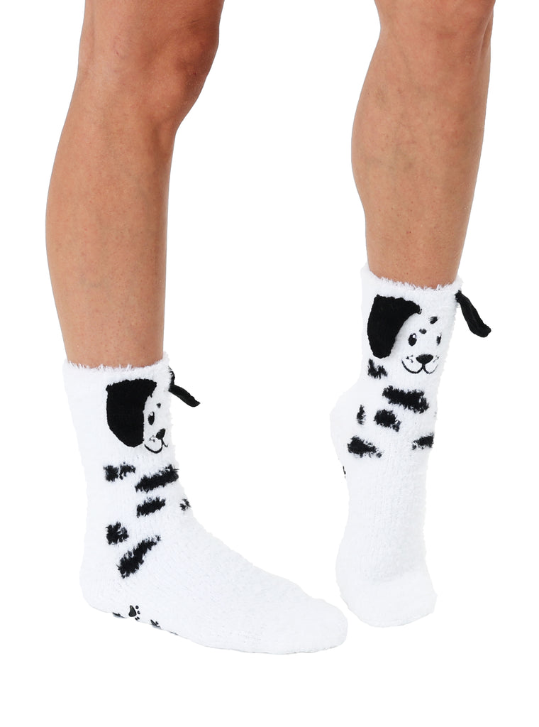 Fuzzy Dalmatian Crew Socks