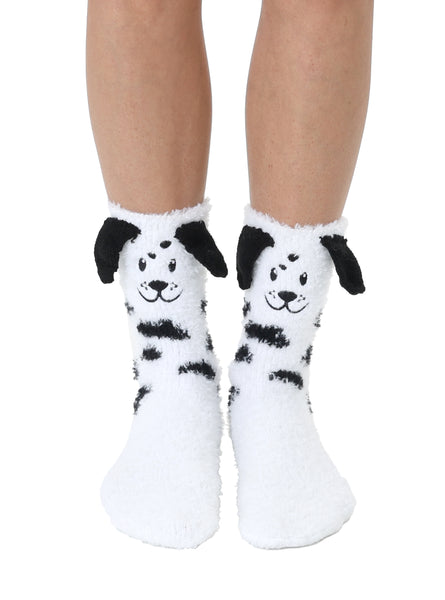 Fuzzy Dalmatian Crew Socks