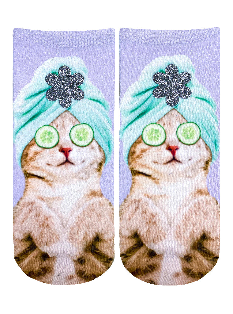 Spa Kitty Glitter Ankle Socks