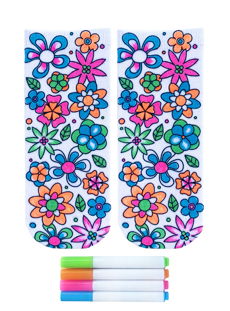 Flower Party Coloring Socks