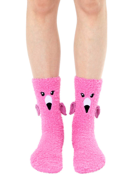 Fuzzy Flamingo Crew Socks