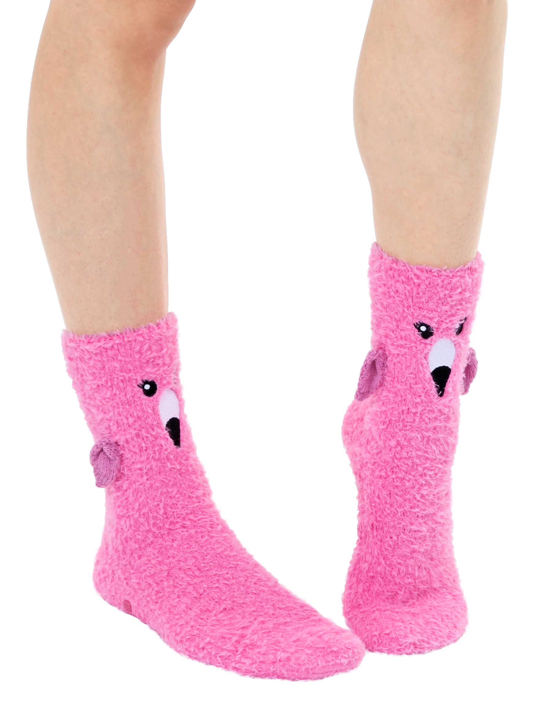 Fuzzy Flamingo Crew Socks