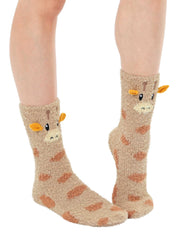 Fuzzy Giraffe Crew Socks