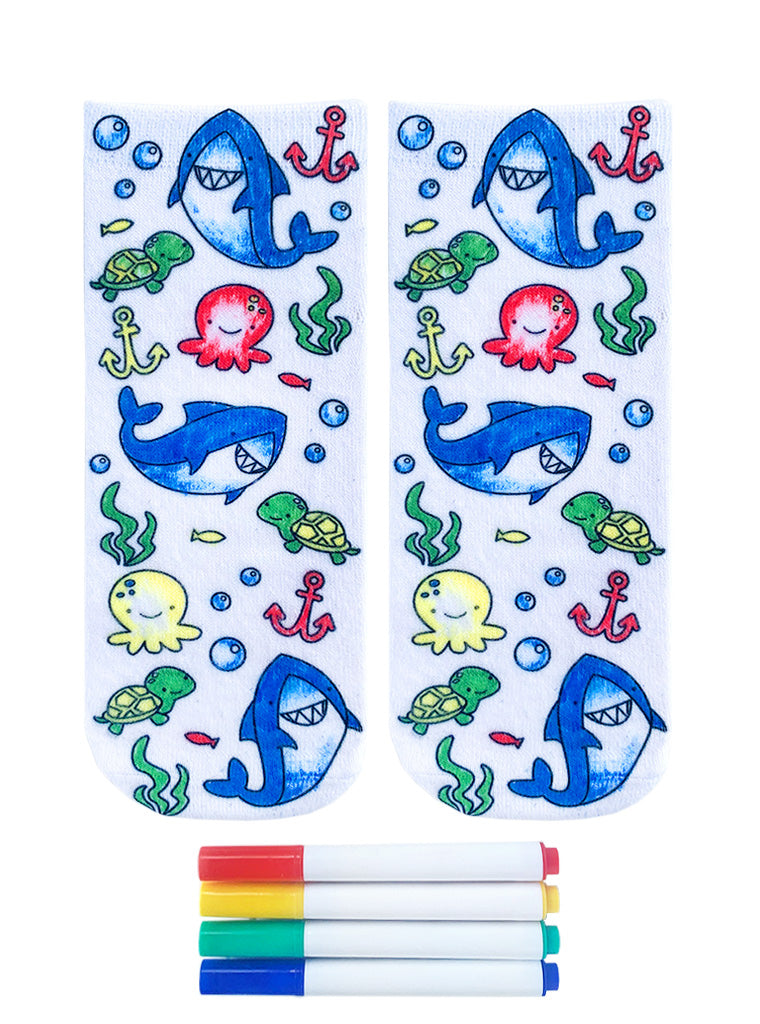 Ocean Pals Coloring Socks