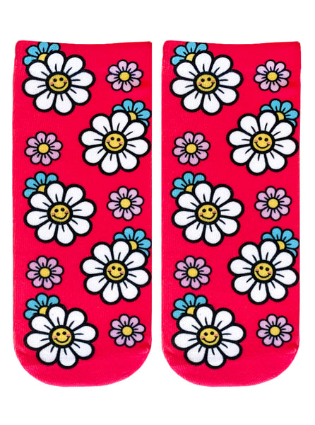 Smiley Daisy Flowers Ankle Socks